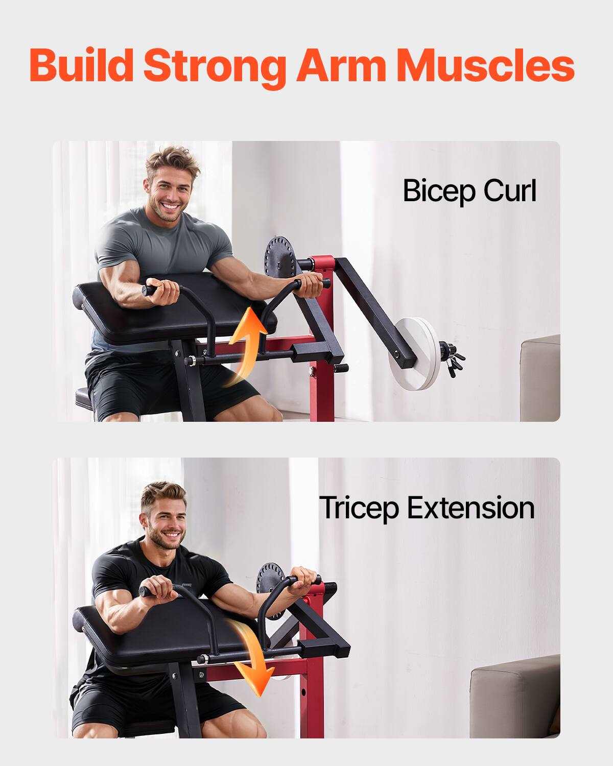 VEVOR Preacher Curl Machine, 2 in 1 Bicep Curl Machine and Triceps