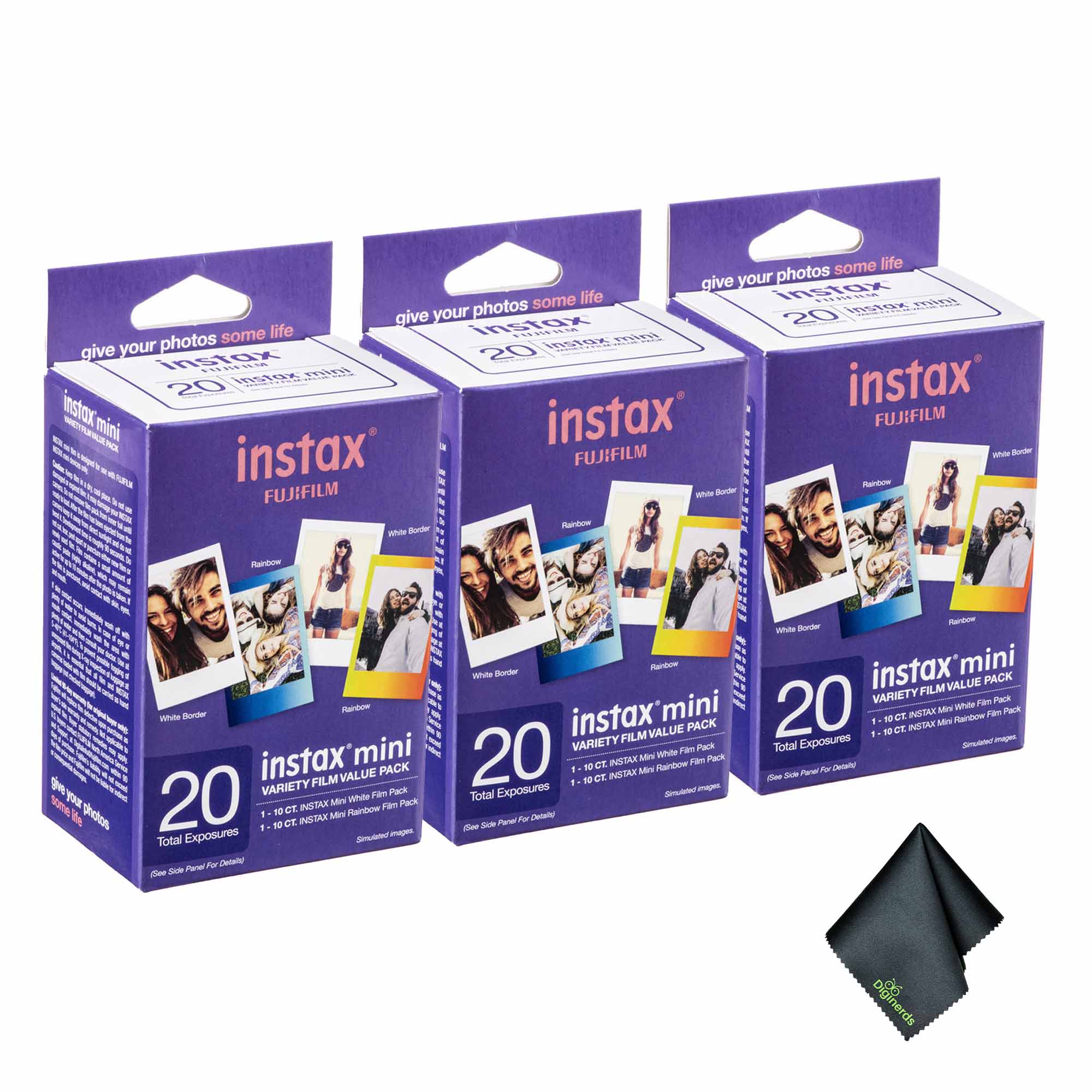Fujifilm - 3xFUJIFILM INSTAX MINI Instant Film Variety Value Pack (20 Exposures), Microfiber Cleaning Cloth, Bundle price history on PriceWatchPro