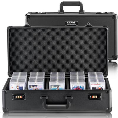 VEVOR - Graded Card Storage Box, 5 Slots, Graded Sports Cards Holder Carrying Case with Coded Lock Foam Dividers - Black VEVOR - Graded Card Storage Box, 5 Slots, Graded Sports Cards Holder Carrying Case with Coded Lock Foam Dividers - Black
