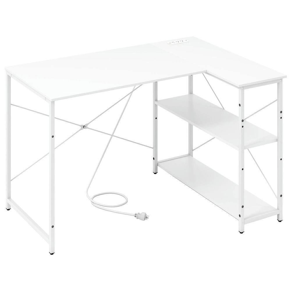 Alt View 4. Kadyn - 47-Inch Reversible L-Shaped Corner Desk - Adjustable Storage Shelves, White - White.