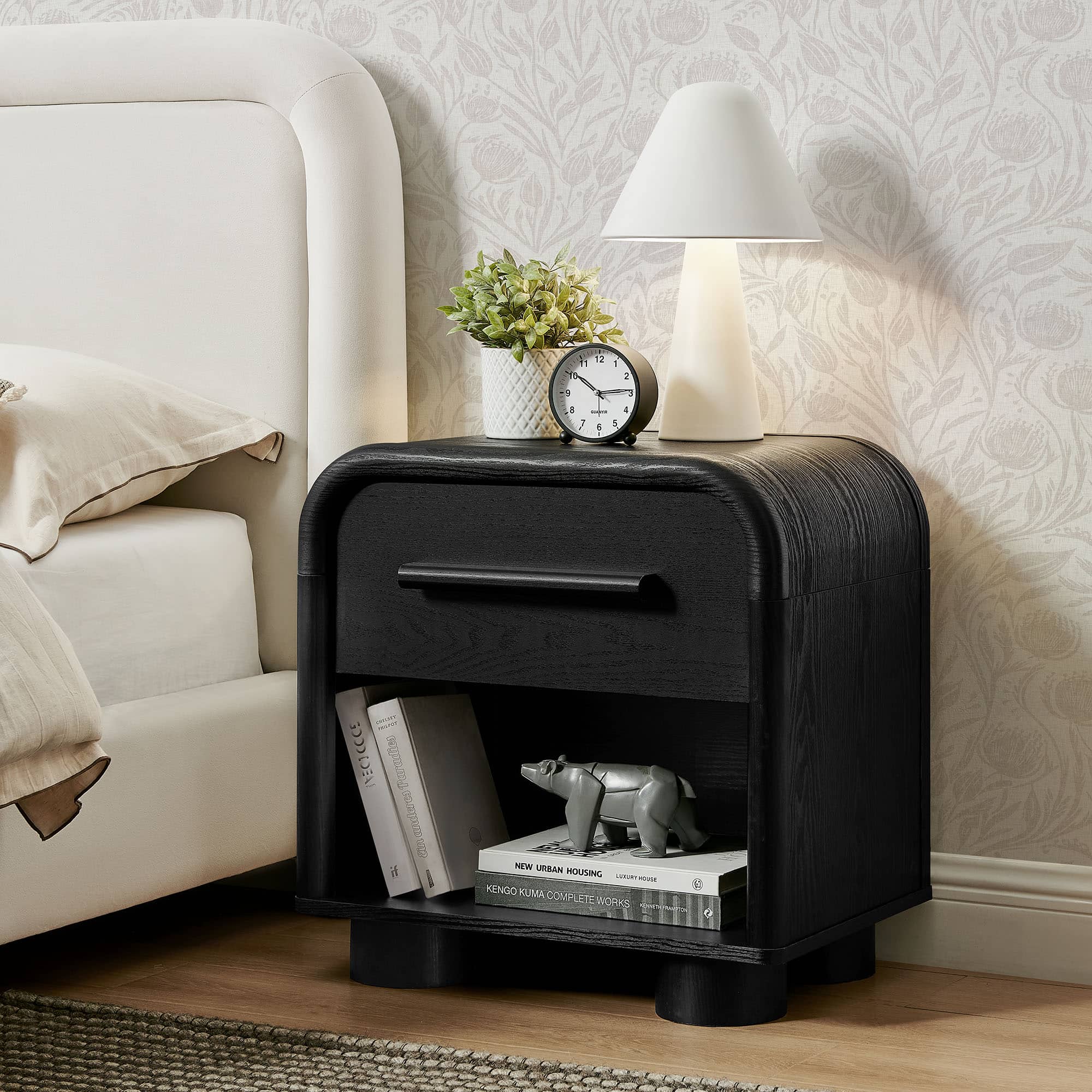Bellamy Curved 1-Drawer Nightstand by Modway - Black Oak price history on PriceWatchPro
