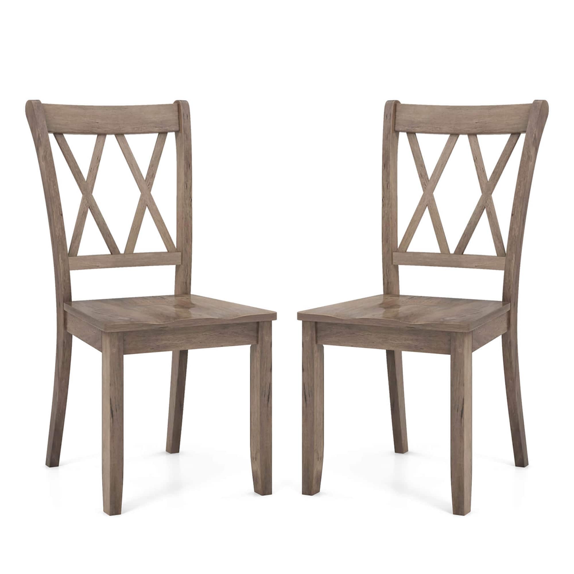 Front. Costway - Costway Wooden Dining Chairs Set of 2 with Ergonomic Seat Rubber Wood Frame & High Backrest - Brown.