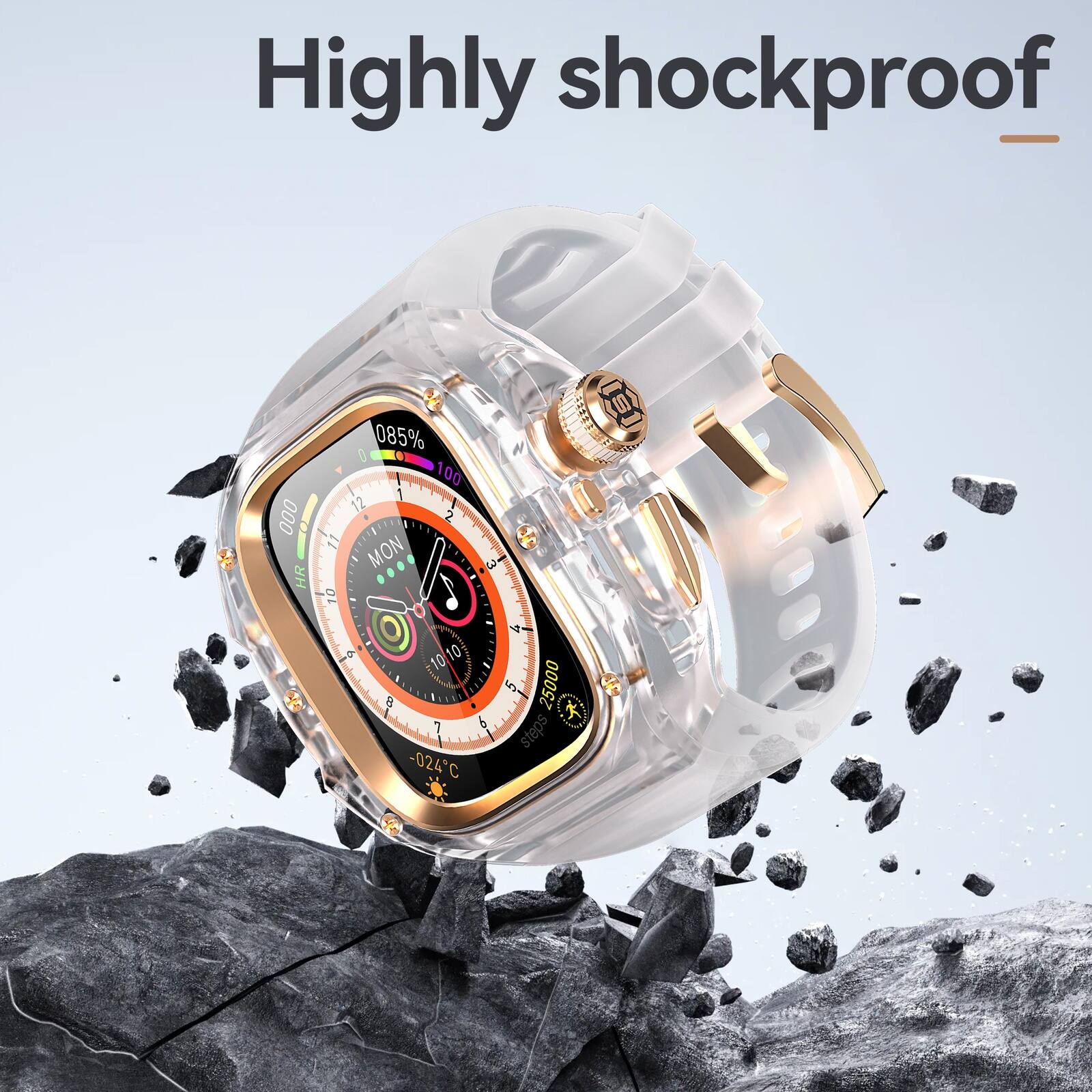 Highly shockproof

HR 6

085% 100

1 12 2 E

MON

10 10 10 10

8

Sn 25000

K 1 steps -024°C