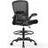 Front. Brick Attic - Drafting Chair, Tall Office Chair Ergonomic Desk Chair, Task Rolling Chair with Adjustable Flip-up Armrests Foot Ring - Black.
