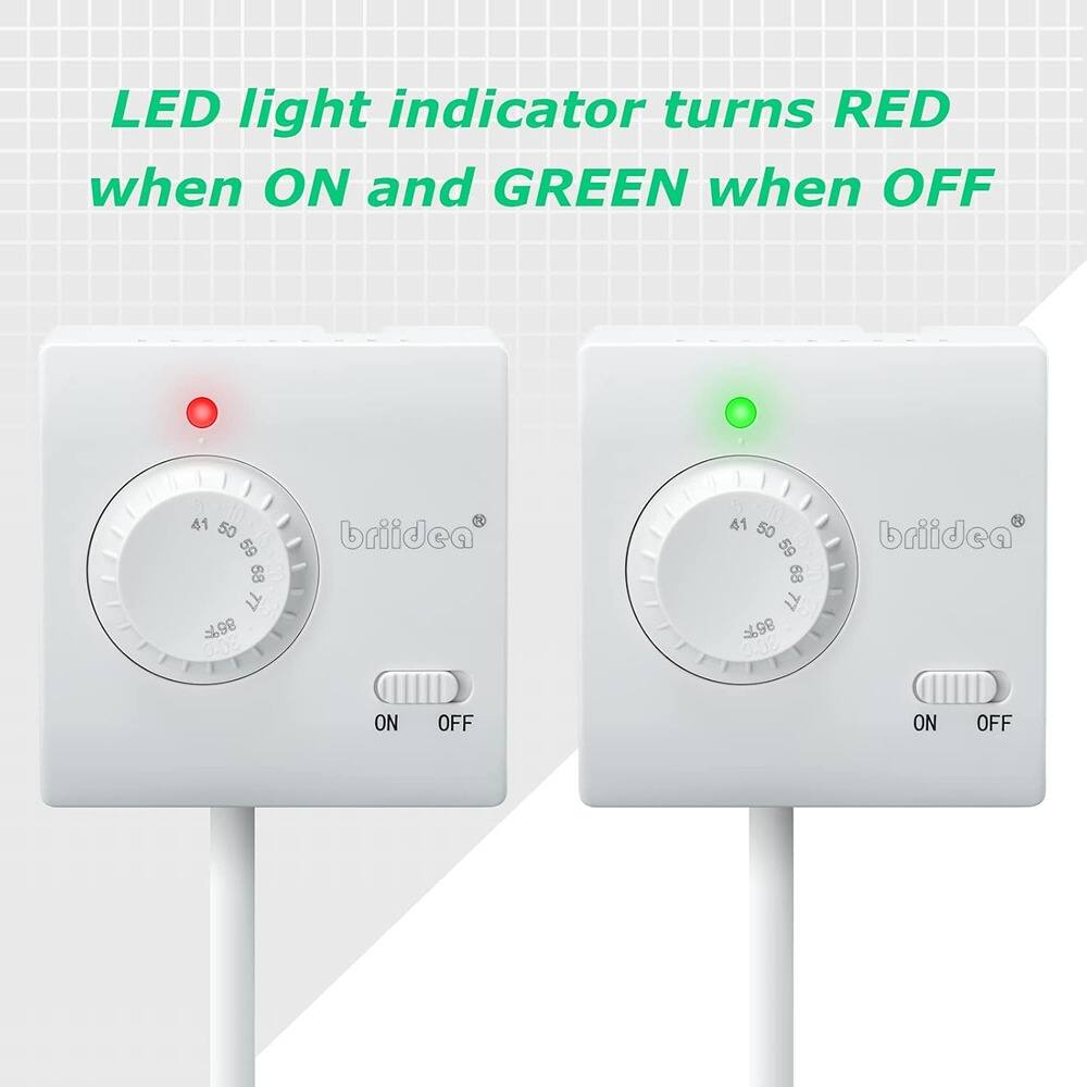 LED light indicator turns RED when ON and GREEN when OFF

41 50 59 88 LL 86% briidea 41 50 59 68 t T88 0.00 briidea ON OFF ON OFF