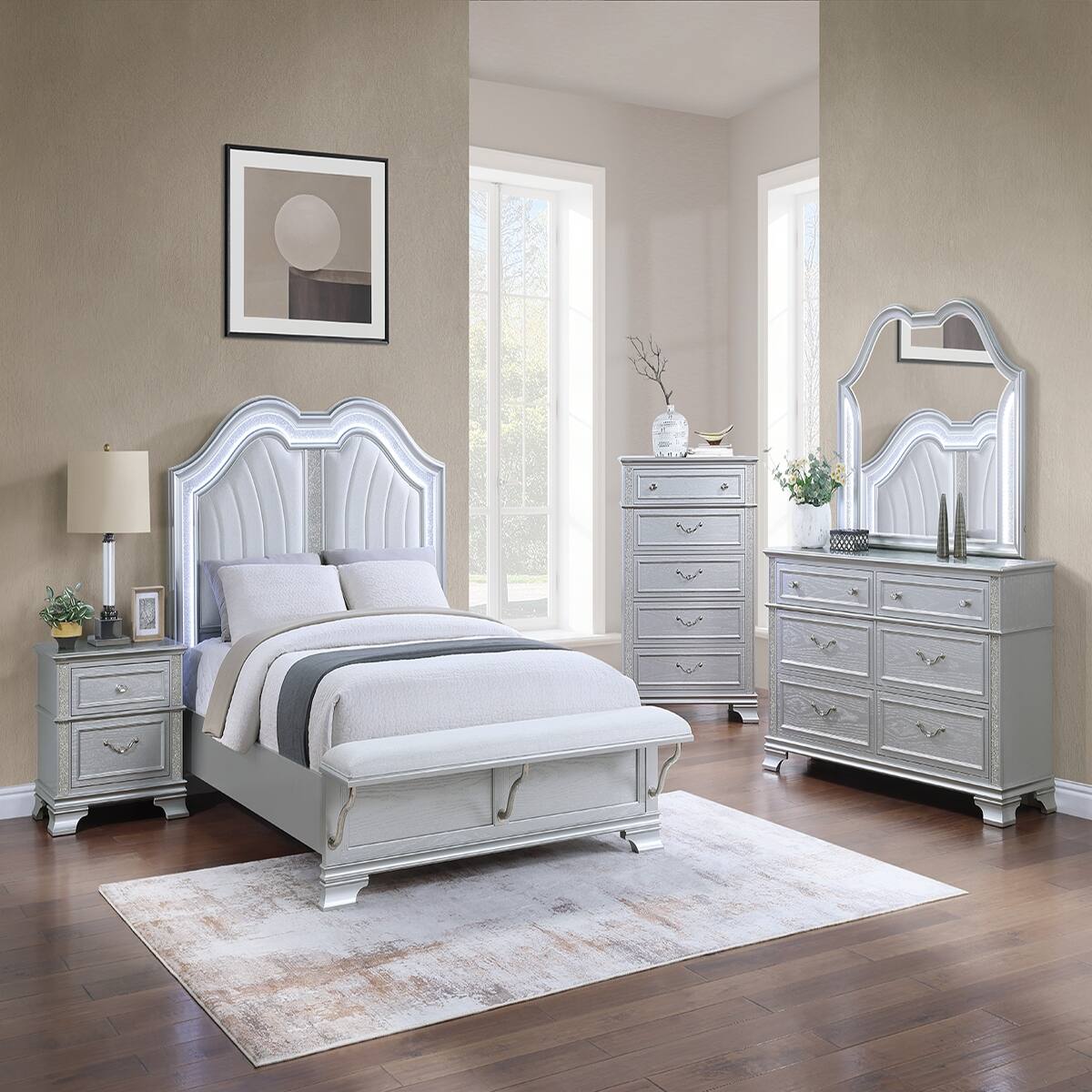 Loheer Two Drawer Nightstand with Glitter Front, 26 Inch Bedroom ...