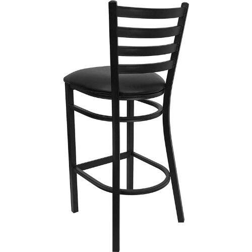 Angle. Hivvago - Black Metal Ladder-Back Restaurant Style Bar Stool - Black.