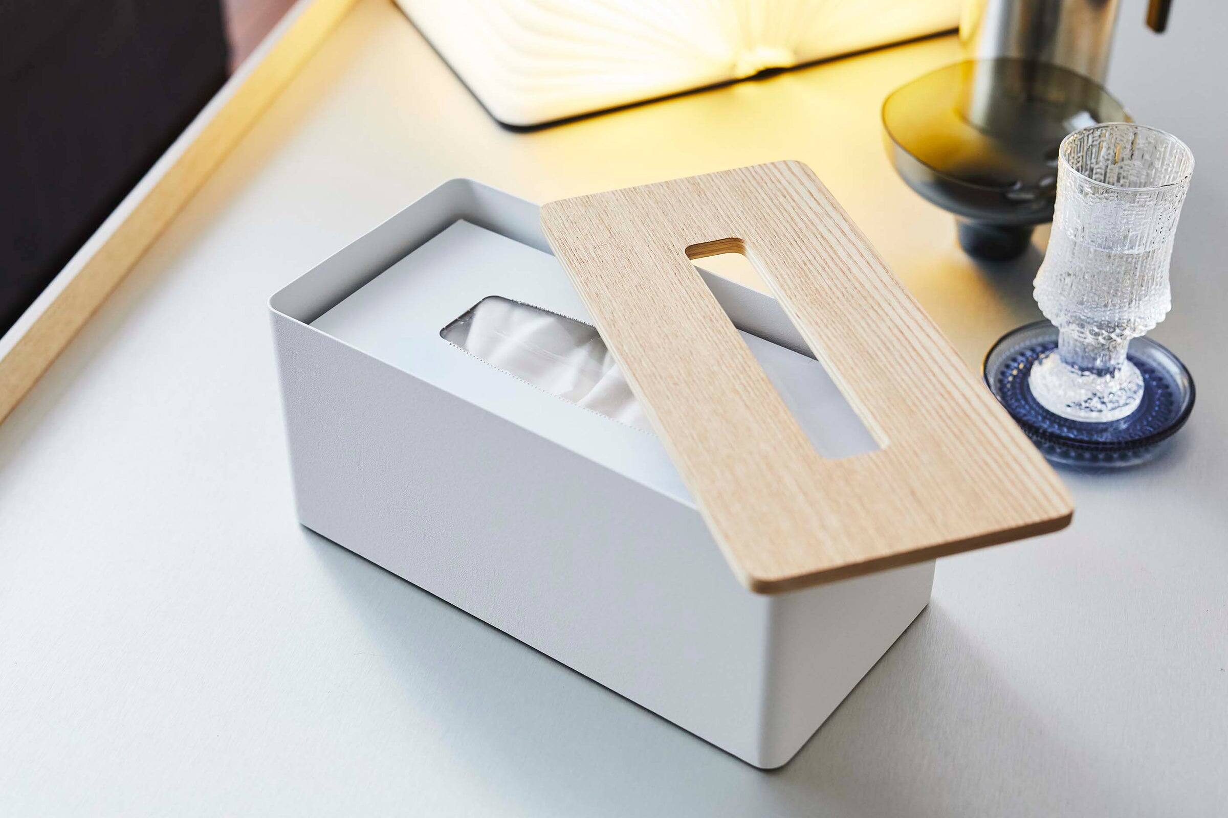 Alt View 3. Yamazaki Home - Tissue Box Cover - Rectangle - Steel - Ash.