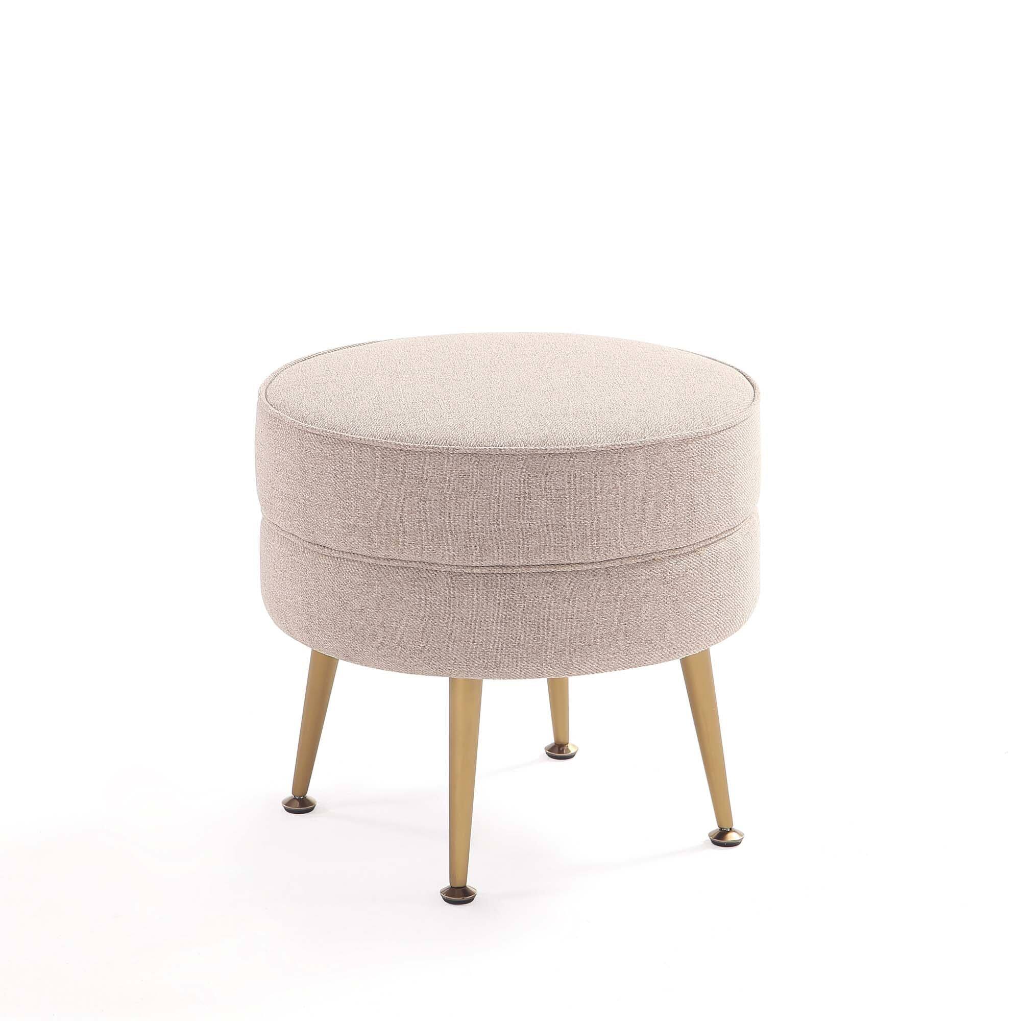 Alt View 6. Manhattan Comfort - Bailey Mid-Century Modern Upholstered Accent Ottoman - Wheat.