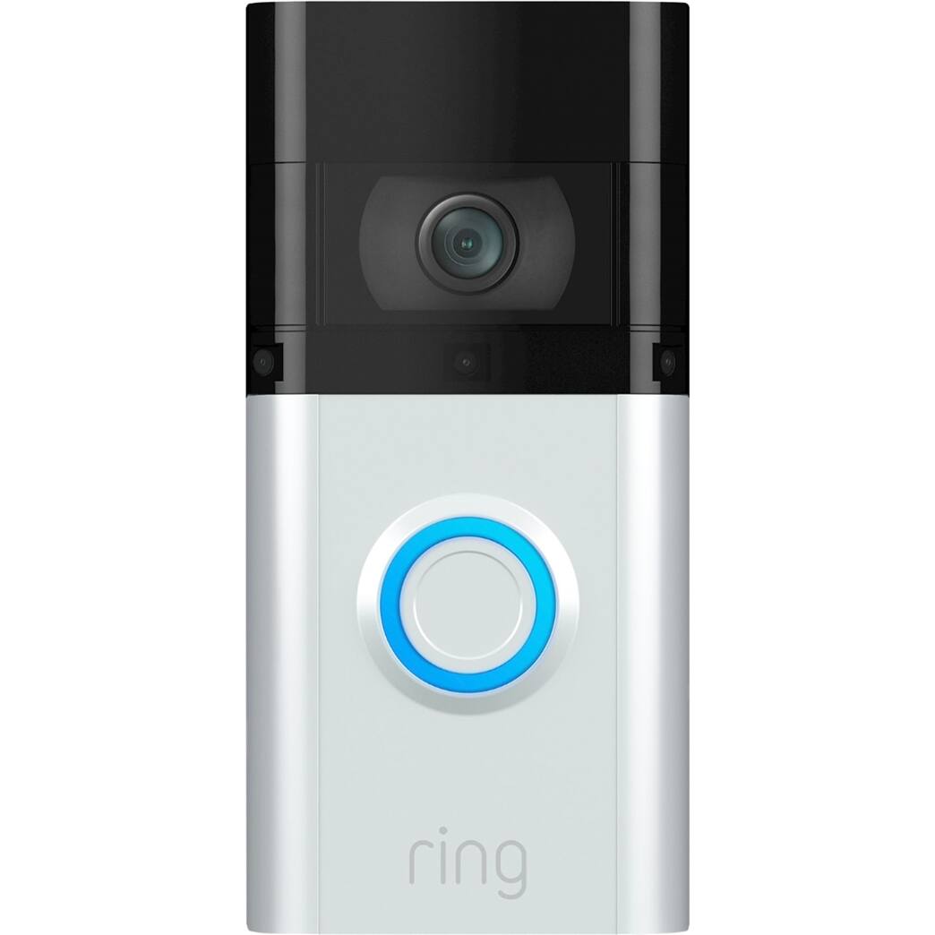 Front. Ring - Wireless Wi-Fi Video Doorbell Pro, Satin Nickel - White.