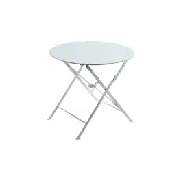 Carolina Chair & Table - Bistro 30" Round Folding Outdoor Table - Umbrella Hole - White