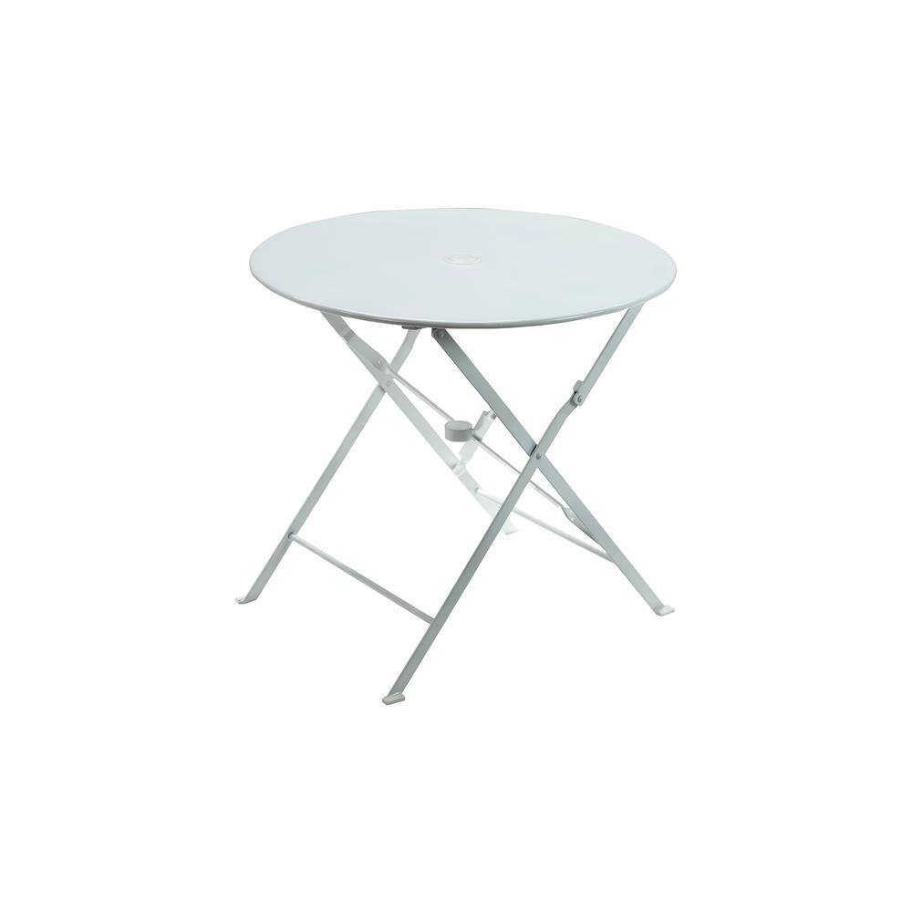 Front. Carolina Chair & Table - Bistro 30" Round Folding Outdoor Table - Umbrella Hole - White - White.