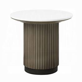 Manhattan Lane - Jeh Side End Table, 22 Inch White Round Top, Fluted Base - White, Oak Brown, Black