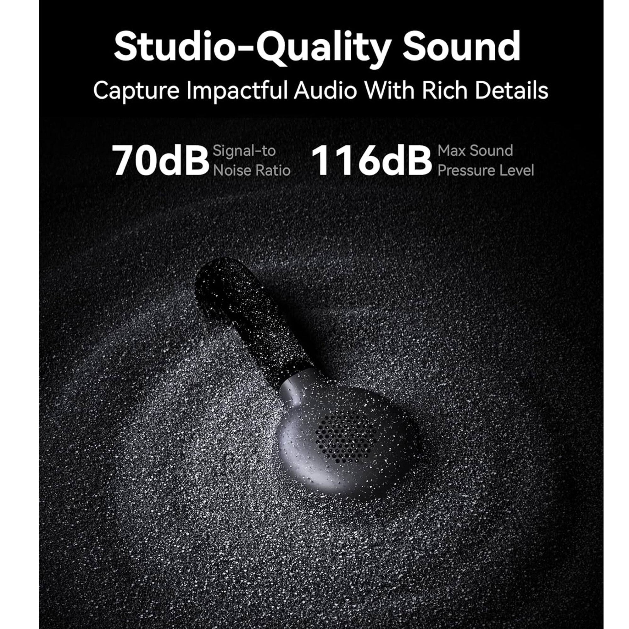 Studio-Quality Sound  
Capture Impactful Audio With Rich Details  

70dB Signal-to-Noise Ratio  
116dB Max Sound Pressure Level