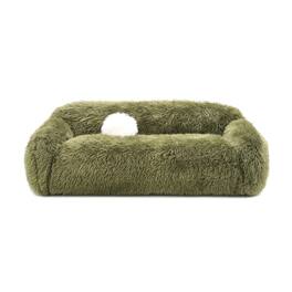 Vaczon - 3-Seater Plush Faux Fur Sofa with Soft Long Pile and Luxurious Comfort for Living Rooms or Apartments - Olive Green