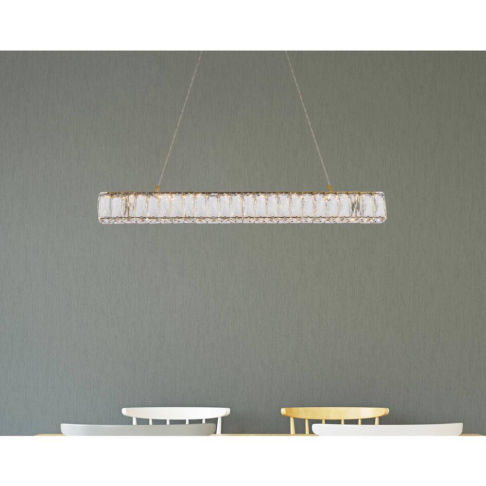 Alt View 1. Elegant Lighting - Monroe 31 inch LED linear pendant in gold - Gold.