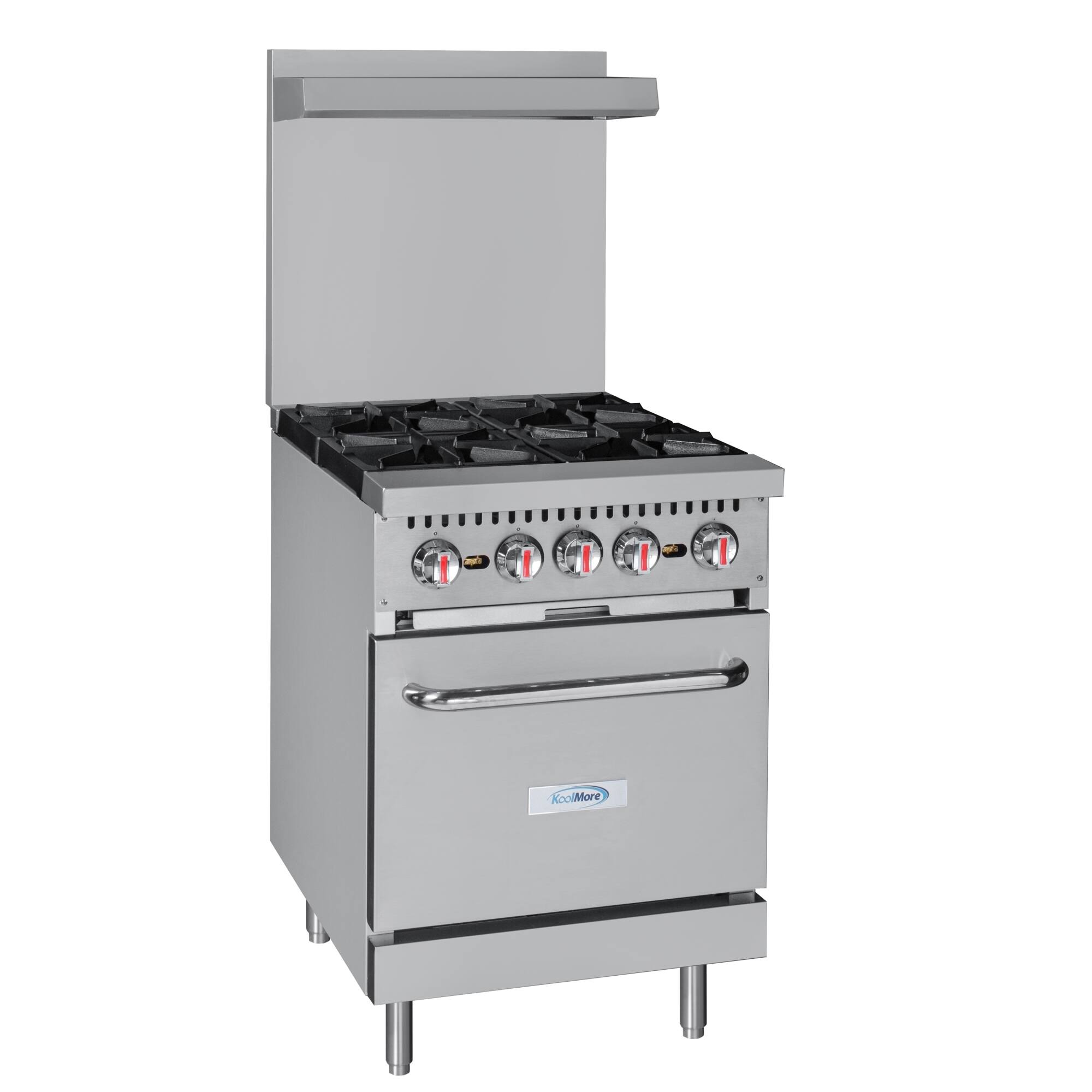 Alt View 3. Koolmore - 24 in. 4 Burner Commercial Natural Gas Range with Oven in Stainless-Steel (KM-CR24-NG) - Stainless Steel.