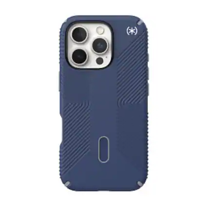 Front. Speck - Presidio2 Grip ClickLock Case with MagSafe for Apple iPhone 16 Pro - Costal Blue.