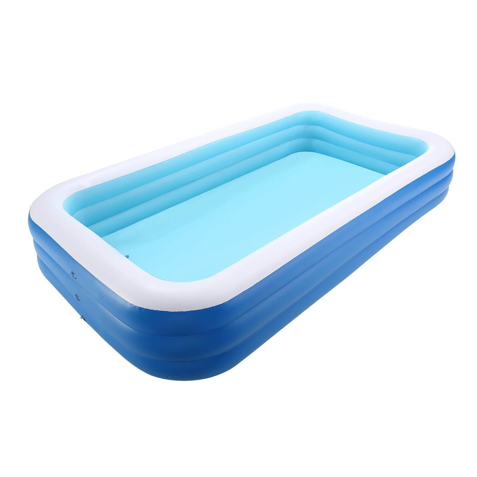 Alt View 5. VEVOR - Inflatable Pool, 118 x 67 x 20 inch Large Blow-Up Swimming Pool, Family-Sized Pool with Repair Patches - Blue+White.