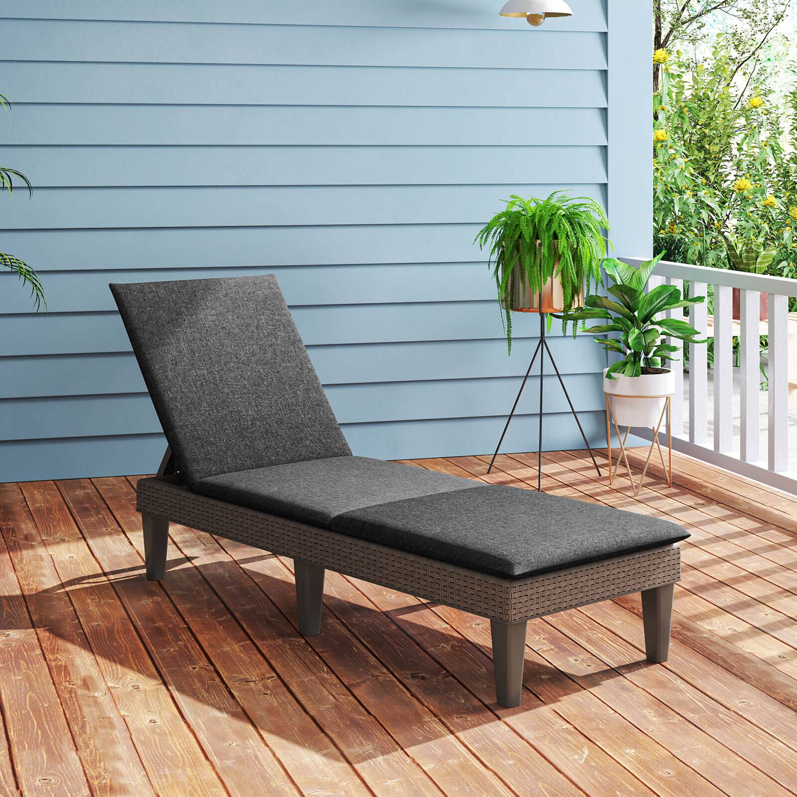 Alt View 1. Costway - Costway Patio Lounge Chair Recliner Chair with 3-Position Adjustable Backrest & Cushion - Gray.