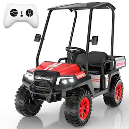 ANPABO - 24V Kids Golf Cart, 4WD 2 Seater Electric Cars with Remote Control, 3 Speeds, Ride on Truck for Big Kids Ages 3-8 - Red