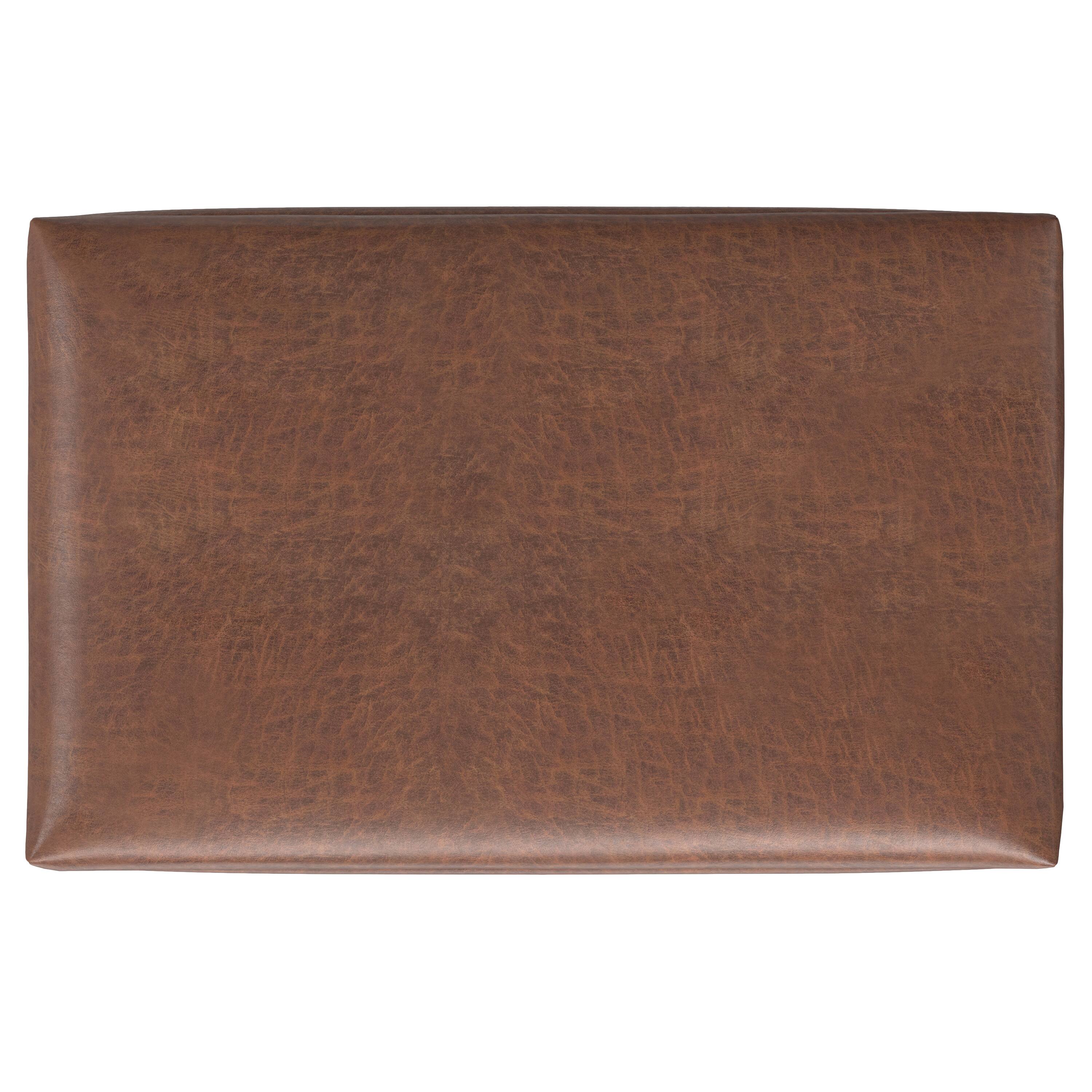 Alt View 1. Simpli Home - Rebecca 36 inch Wide Rectangular Coffee Table Storage Ottoman with Lift Up Lid in Distressed Saddle Brown Vegan Leather - Distressed Saddle Brown.