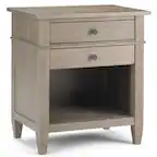 Front. Simpli Home - Carlton Bedside Table - Distressed Grey.