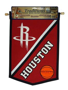 Winning Streak Sports - Houston Basketball Rockets NBA Embroidered Wool Traditions 12x18 Banner Flag - Multi