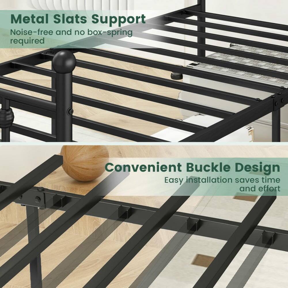 Metal Slats Support  
Noise-free and no box-spring required  

Convenient Buckle Design  
Easy installation saves time and effort