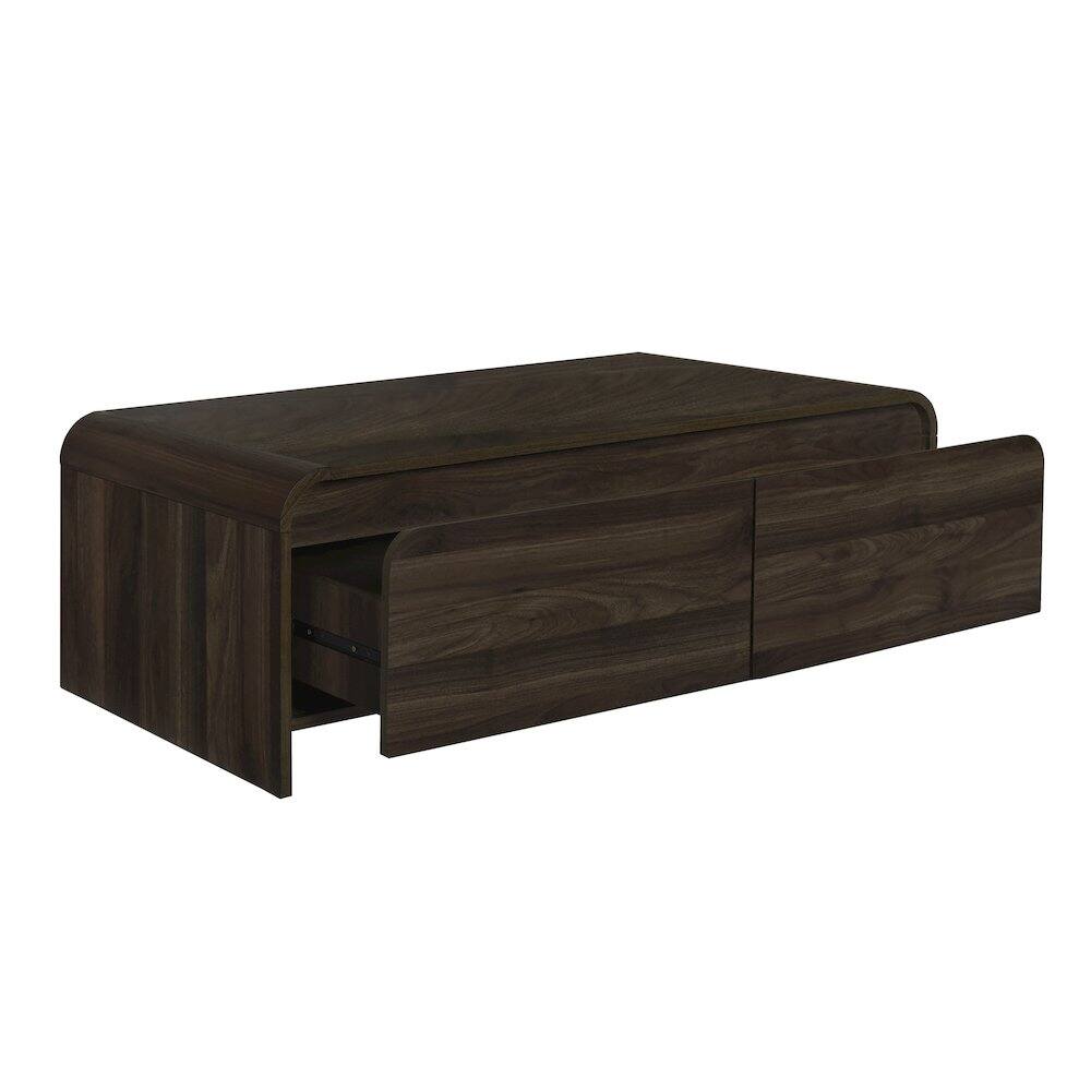 Alt View 2. New Classic Furniture - Mara 47.25 in. Walnut Rectangular Wood Coffee Table - Walnut.