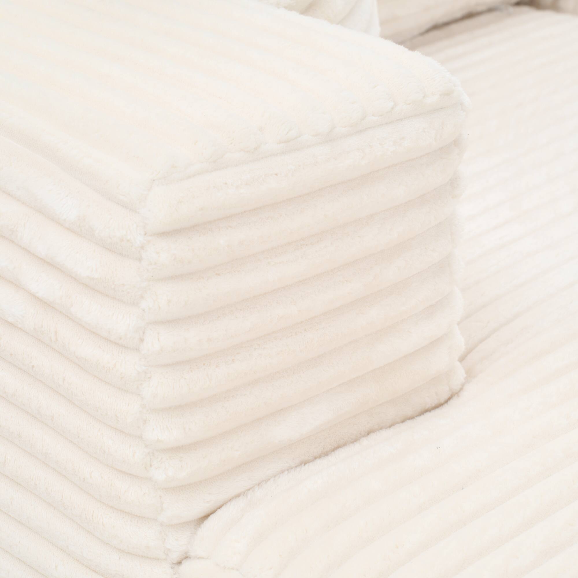 Alt View 3. PexFix - 104" Wide Ribbed Velvet L-Shaped Sectional Sofa, Modular Couch with Chaise and Comfort Foam - Beige.