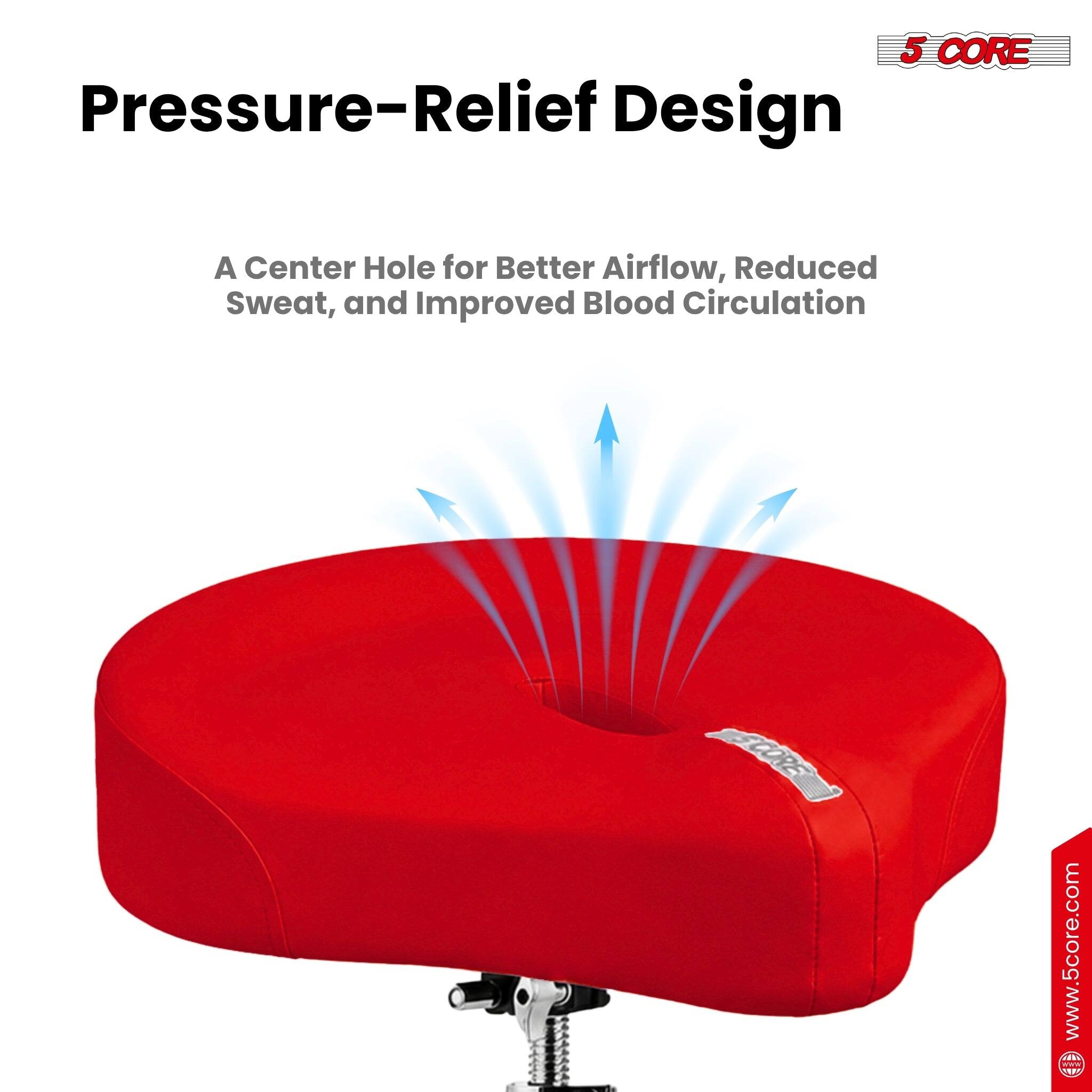 5 CORE Pressure-Relief Design  
A Center Hole for Better Airflow, Reduced Sweat, and Improved Blood Circulation  
ECORE  
www.5core.com
