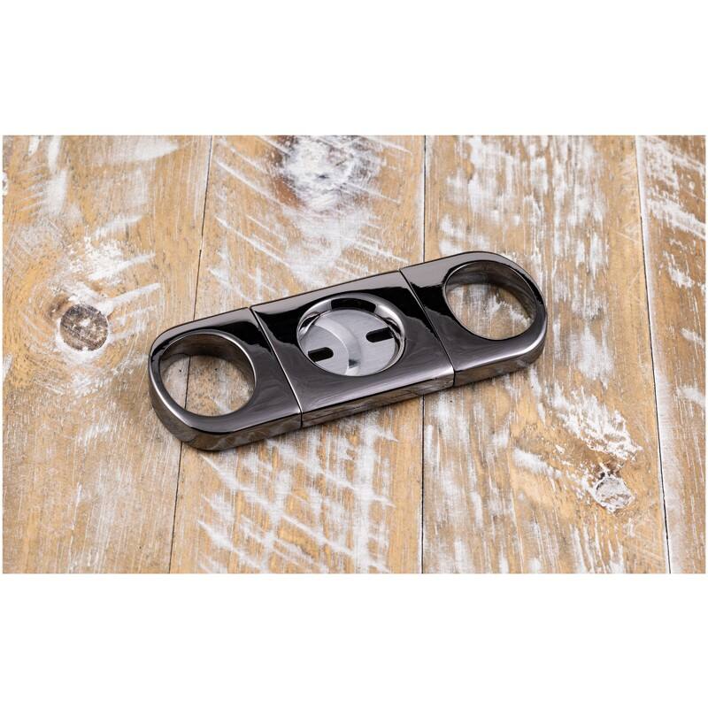 Left. Prestige - Gun Gray Heavy Body Cigar Cutter - Gun Metal Gray Polish Finish.
