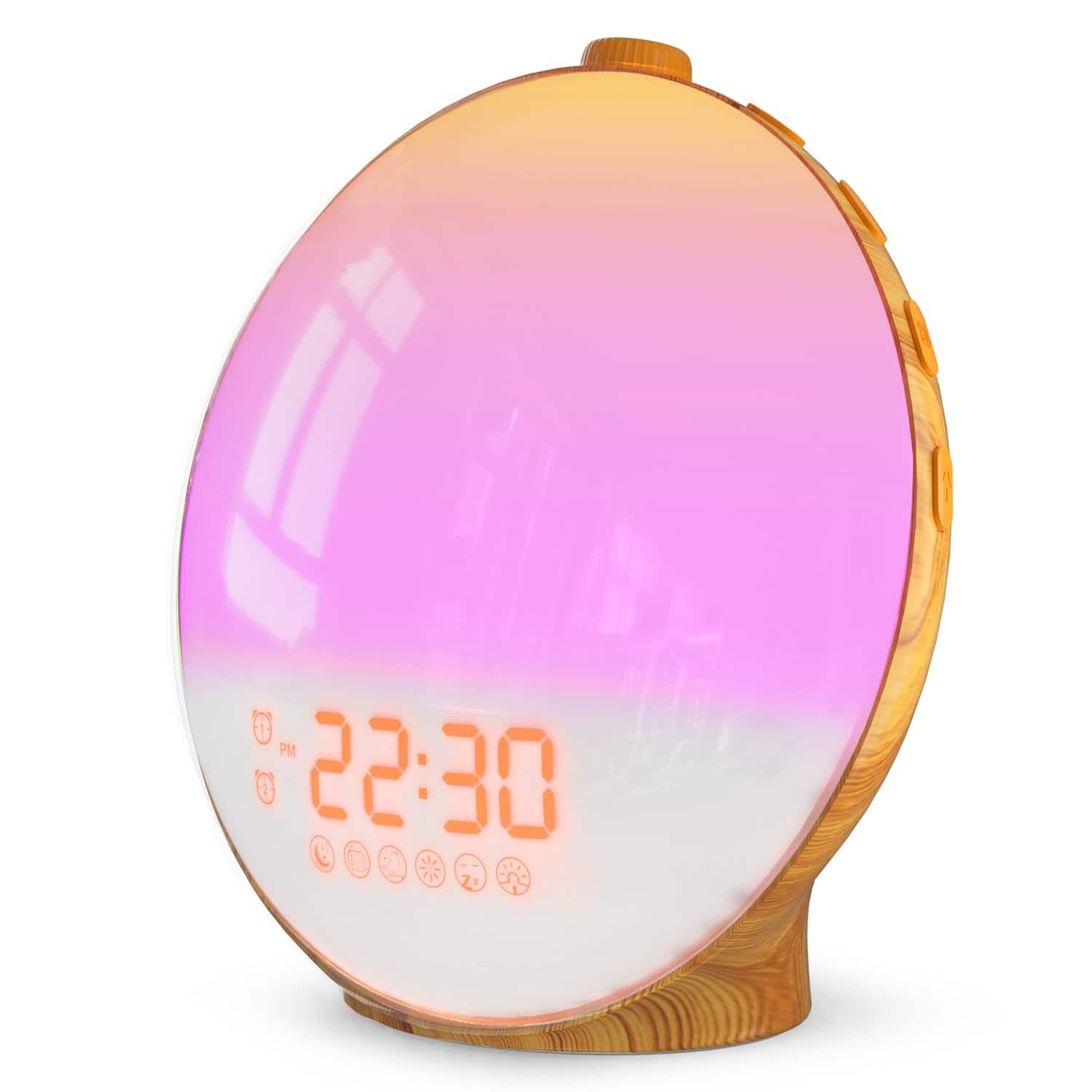 Dazzed Corner - Sunrise Alarm Clock, Wake up Light Dual Alarms - Wood