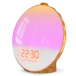 Dazzed Corner - Sunrise Alarm Clock, Wake up Light Dual Alarms - Wood