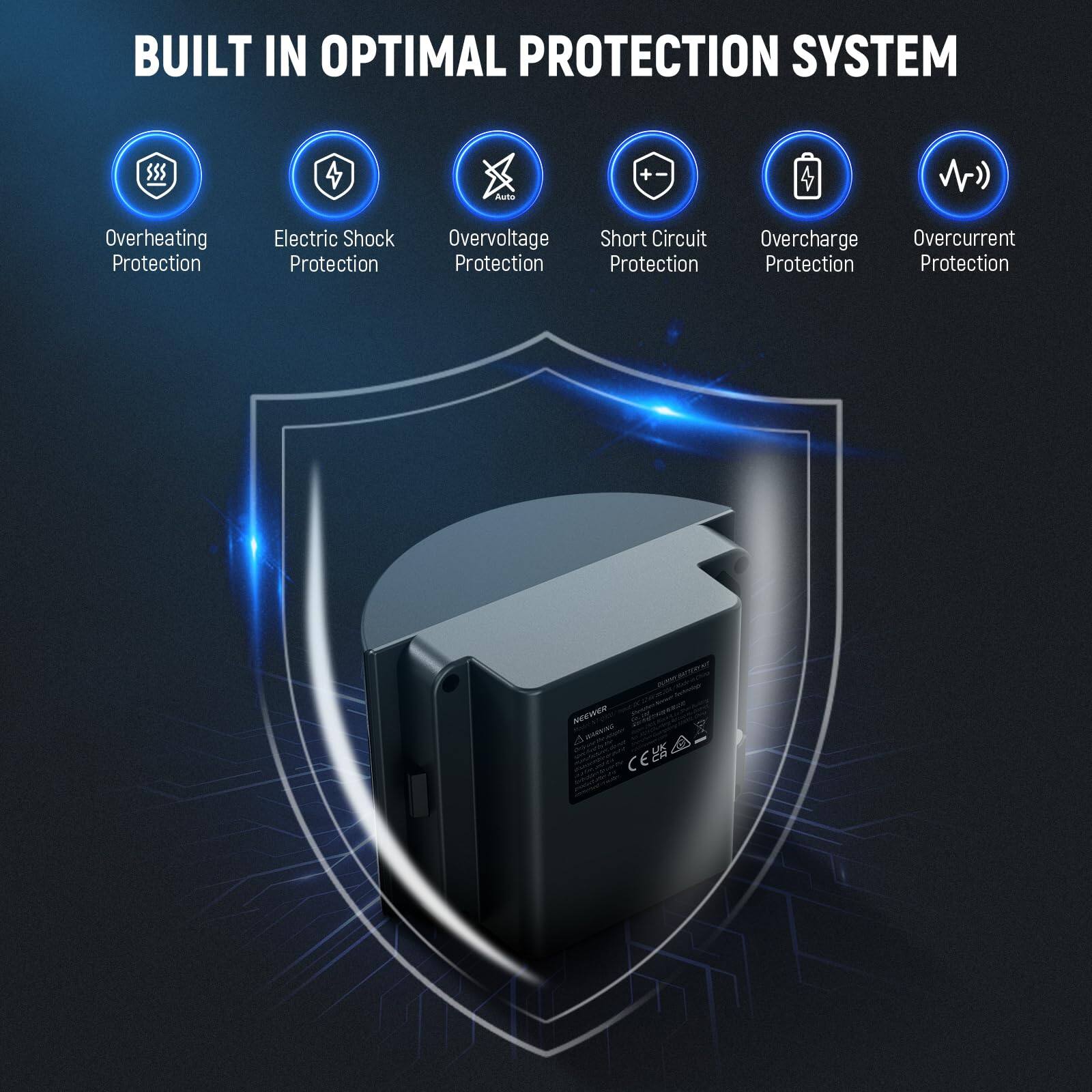 BUILT IN OPTIMAL PROTECTION SYSTEM

- Overheating Protection
- Electric Shock Protection
- Overvoltage Protection
- Short Circuit Protection
- Overcharge Protection
- Overcurrent Protection