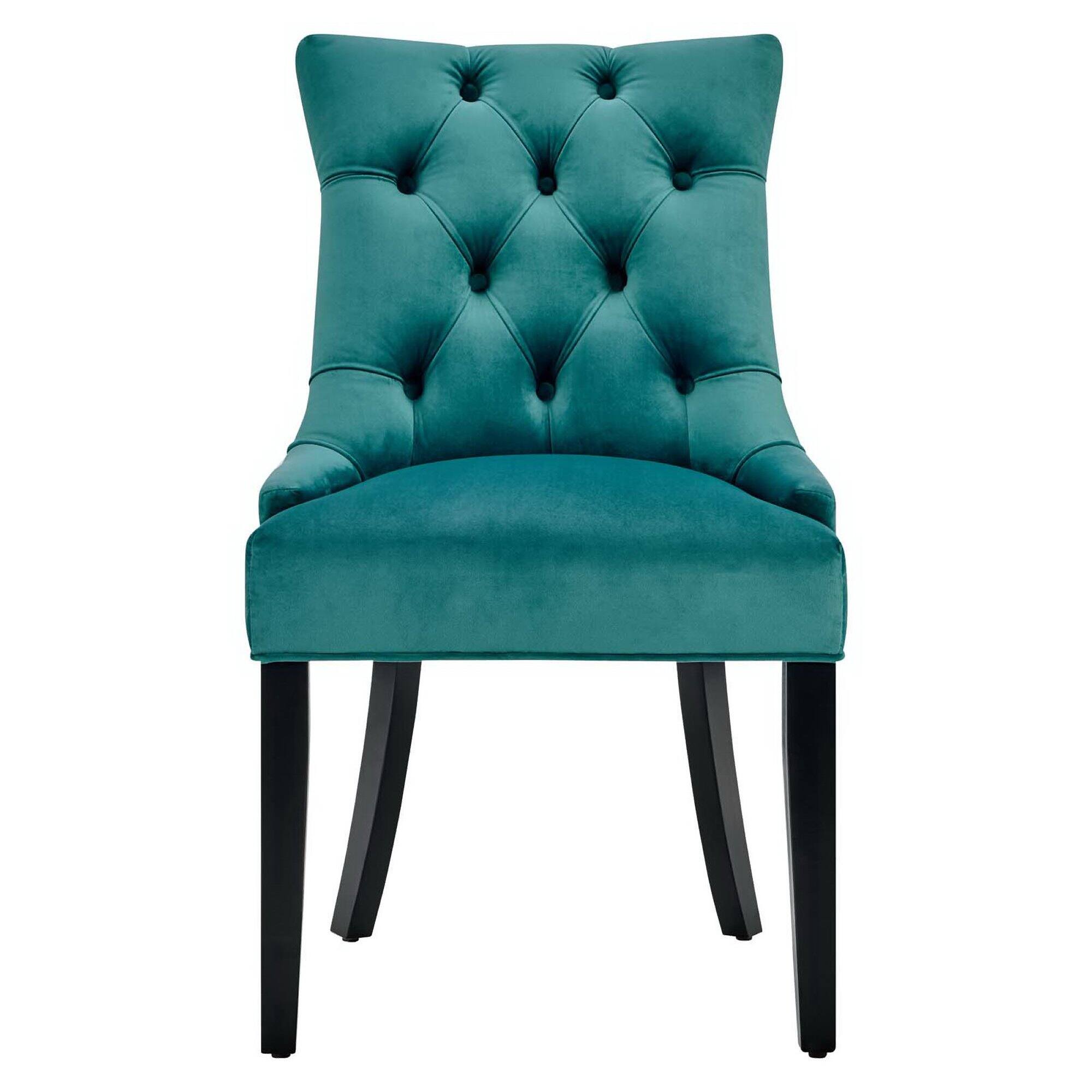 Alt View 4. Modway - Regent Tufted Performance Velvet Dining Side Chairs Set of 2 by Modway - Teal.