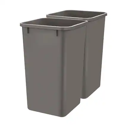 Front. Rev-A-Shelf - Rev-A-Shelf Polymer Replacement 27 qt. Trash Bin, Gray, 2 Pack, RV-1024-13-2 - Orion Gray.