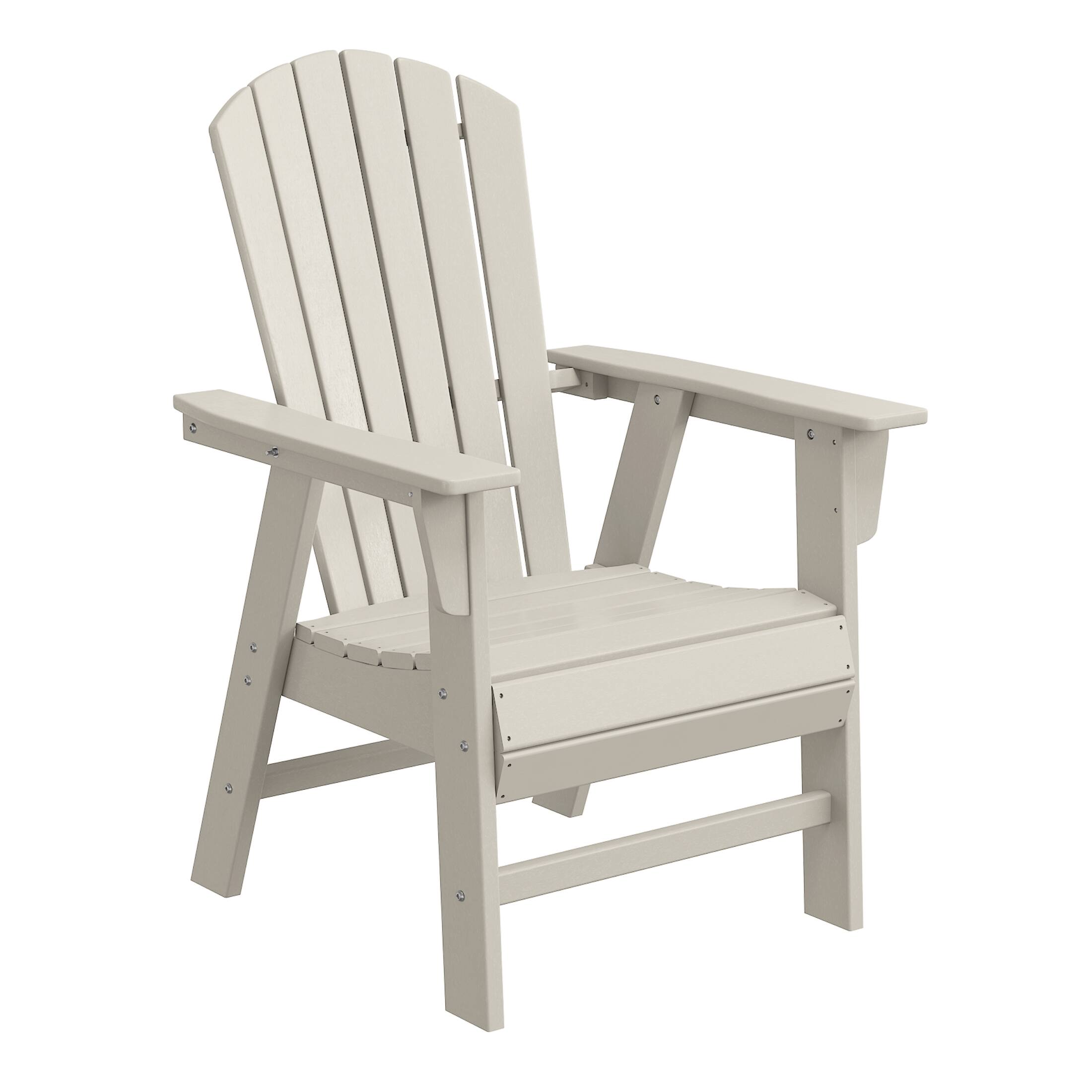 Left. WestinTrends - WestinTrends Dylan  HDPE Seashell Upright Adirondack Chair (Set of 2) - Sand.