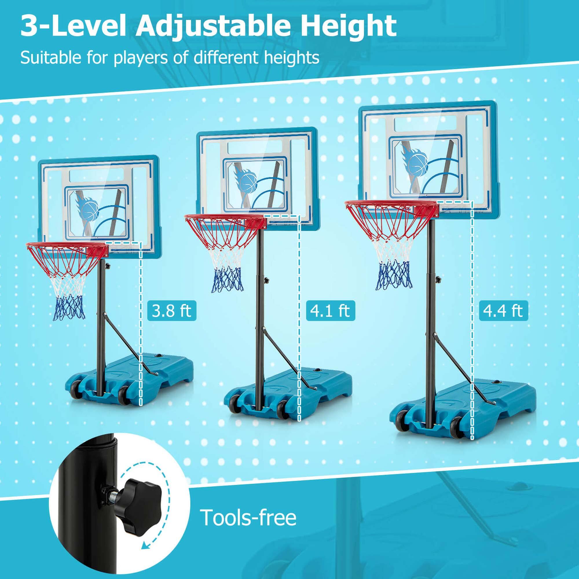 3-Level Adjustable Height  
Suitable for players of different heights  

3.8 ft  
4.1 ft  
4.4 ft  

Tools-free