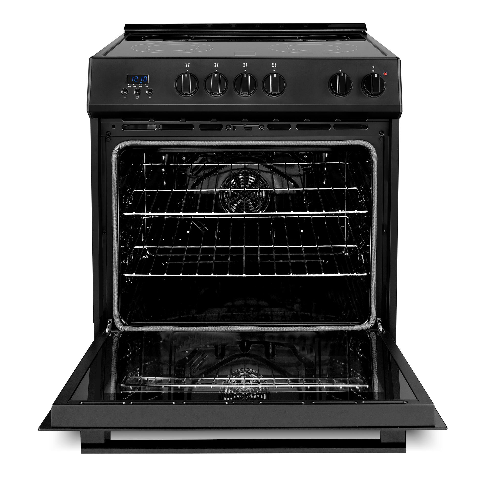 Alt View 2. COSMO - COS-ERD304K-BK 30 in. Stellar Collection 5.0 cu. ft. Electric Range with 4 Burner Glass Cooktop and Convection Oven - Matte Black.