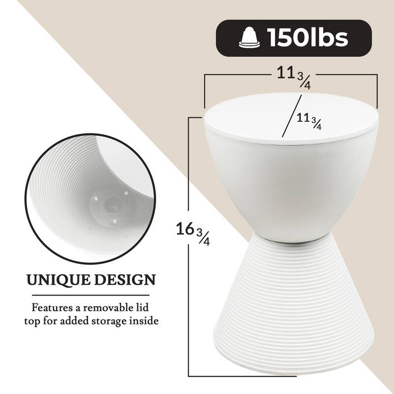 150 lbs

11 3/4

16 3/4

UNIQUE DESIGN
Features a removable lid top for added storage inside