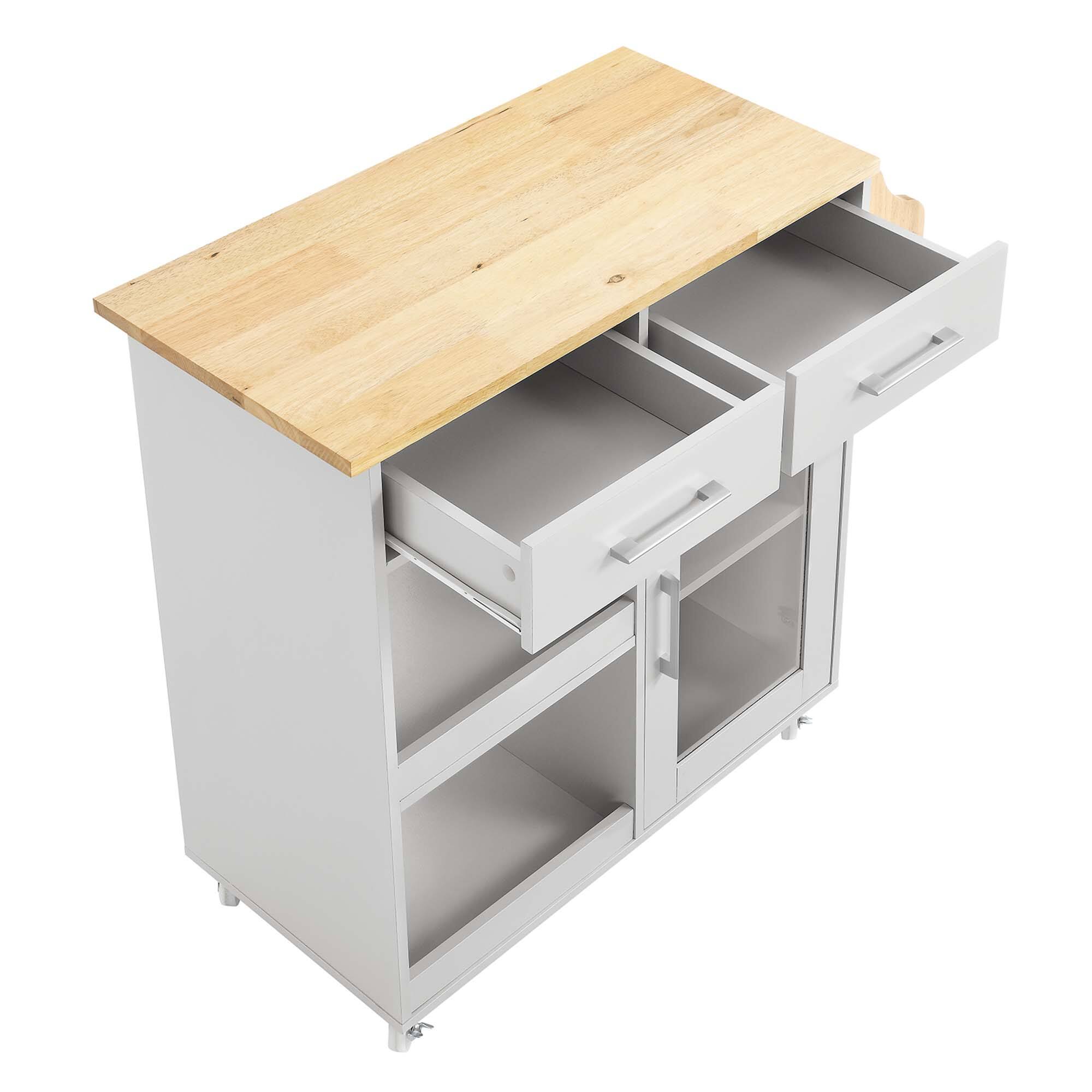 Alt View 6. Modway - Culinary Kitchen Cart With Spice Rack by Modway - Light Gray Natural.