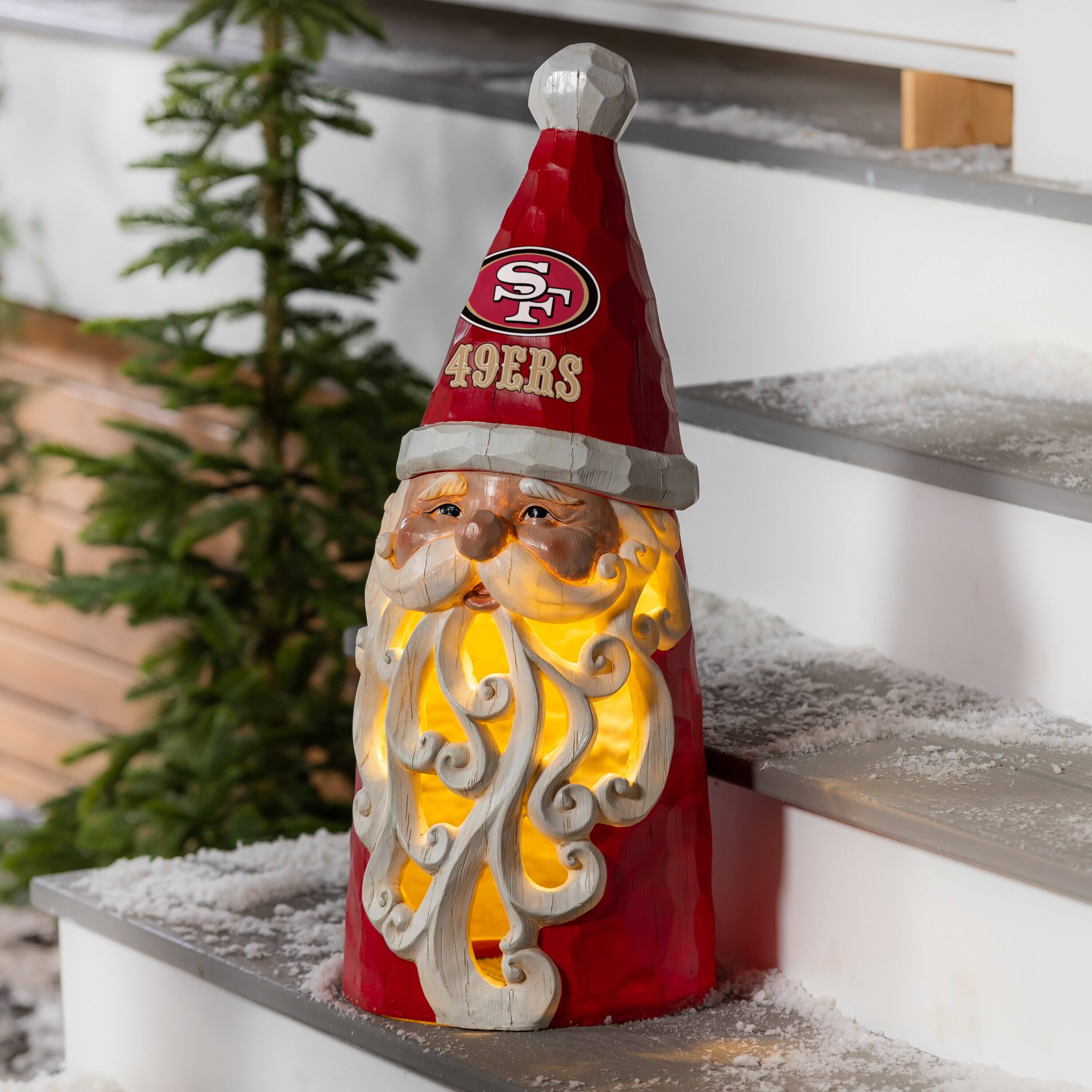 Alt View 1. Evergreen Enterprises - San Francisco 49ers 26" LED Santa Garden Statue - White.