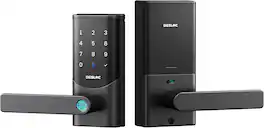 DESLOC - K221 Fingerprint Smart Lock for Single-Family Home, Remote App Control, 15000mAh Rechargeable Battery - Black