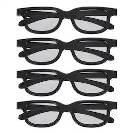 Unique Bargains - 4pcs Polarized 3D Viewing Glasses, Passive Circular 3D Glasses for Anaglyph Movie Cinema Game TV Projector - Black