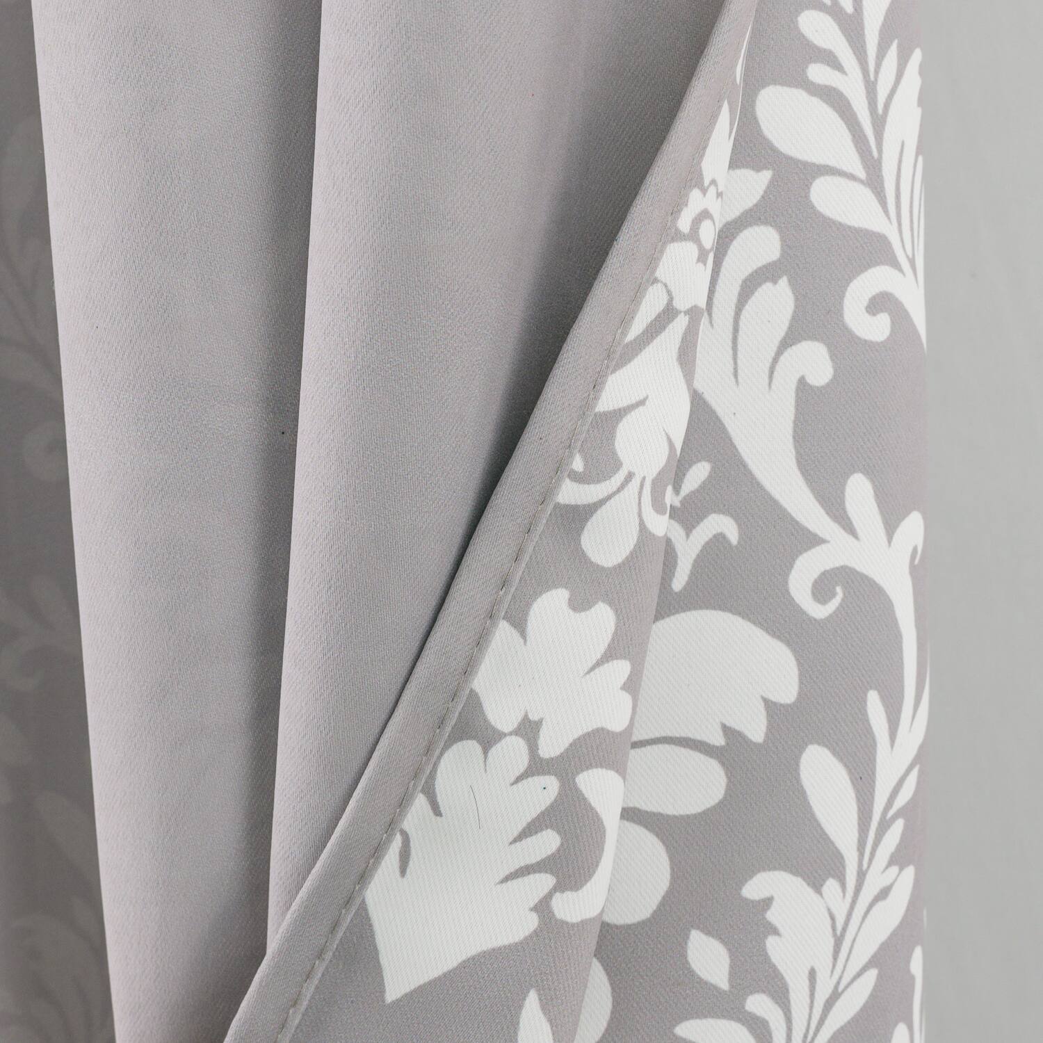 Alt View 2. Olivia Gray - Olivia Gray 100% Polyester 190 GSM Cressida Reversible Blackout Grommet Curtain Panel 54" x 84" Grey - Grey.