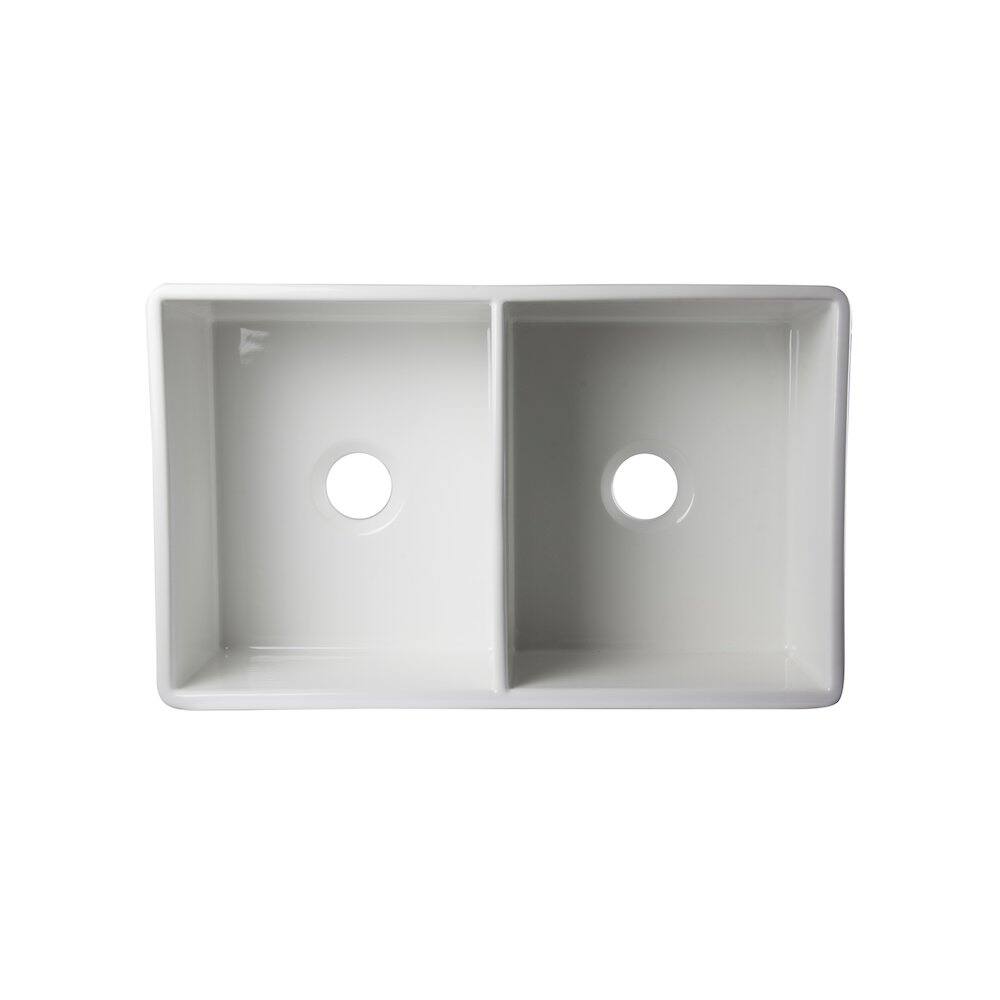 Alt View 3. Alfi - ALFI brand White 32 Decorative Lip Apron Double Bowl Fireclay Farmhouse Kitchen Sink - White.