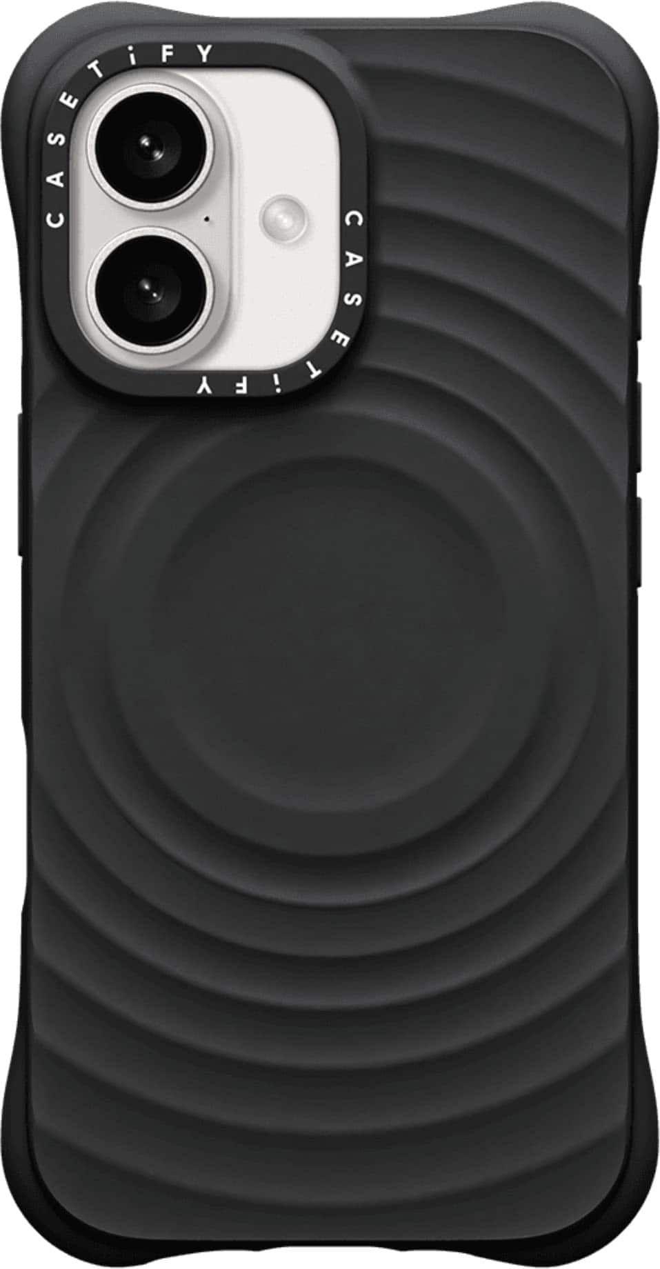 CASETiFY - Essentials Ripple Case with MagSafe for Apple iPhone 16 - Black - Front_Zoom