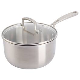 Gibson - Babish 3.5 Quart Stainless Steel Tri-Ply Double Riveted Saucepan with Lid - Silver